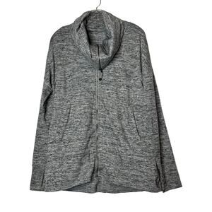 Athleta Kickback Sweatshirt Jacket Full Zip Funnel Neck Heather Gray Women Large